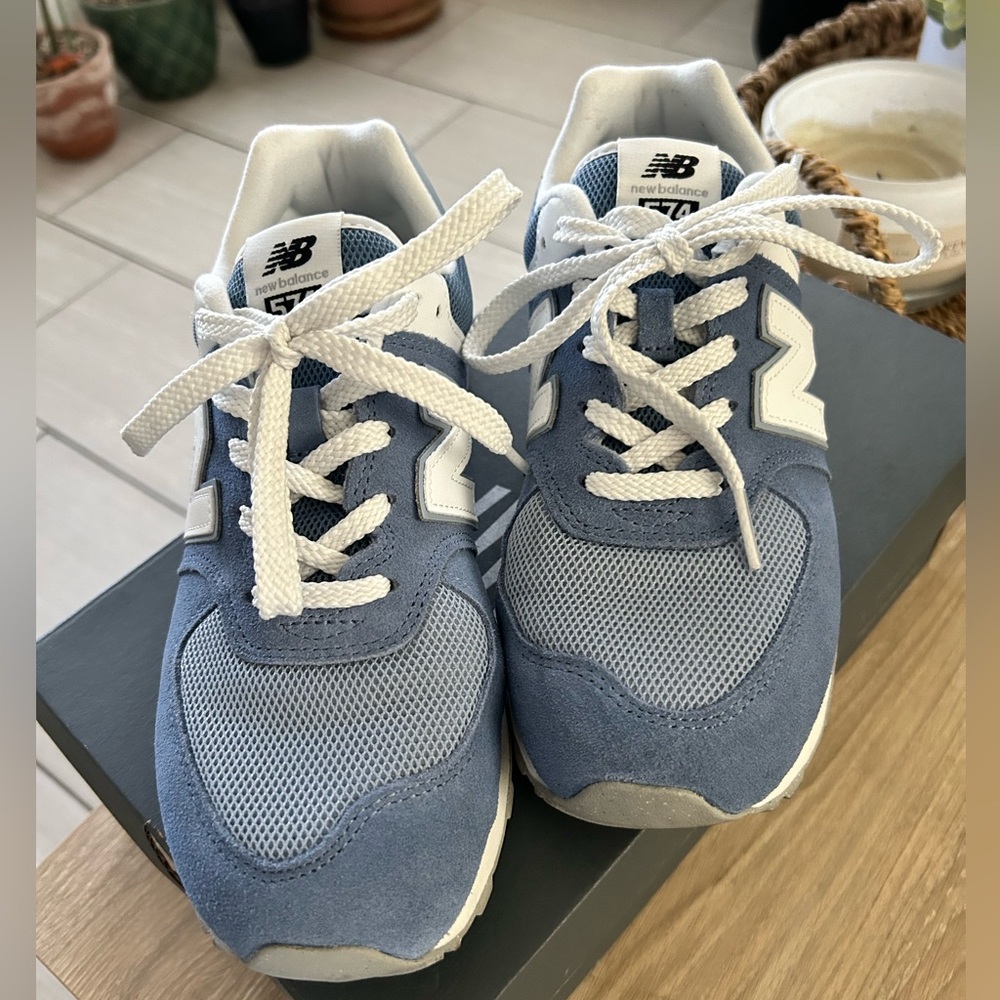 New Balance Big Kids 5.5 Blue White GC574FDG